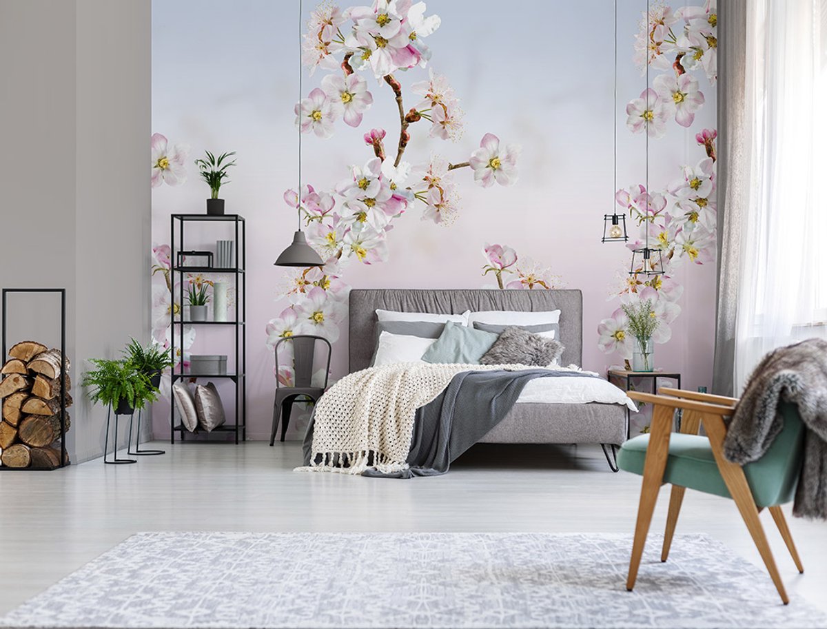Behang poster Colorful florals en retro sweet blossom