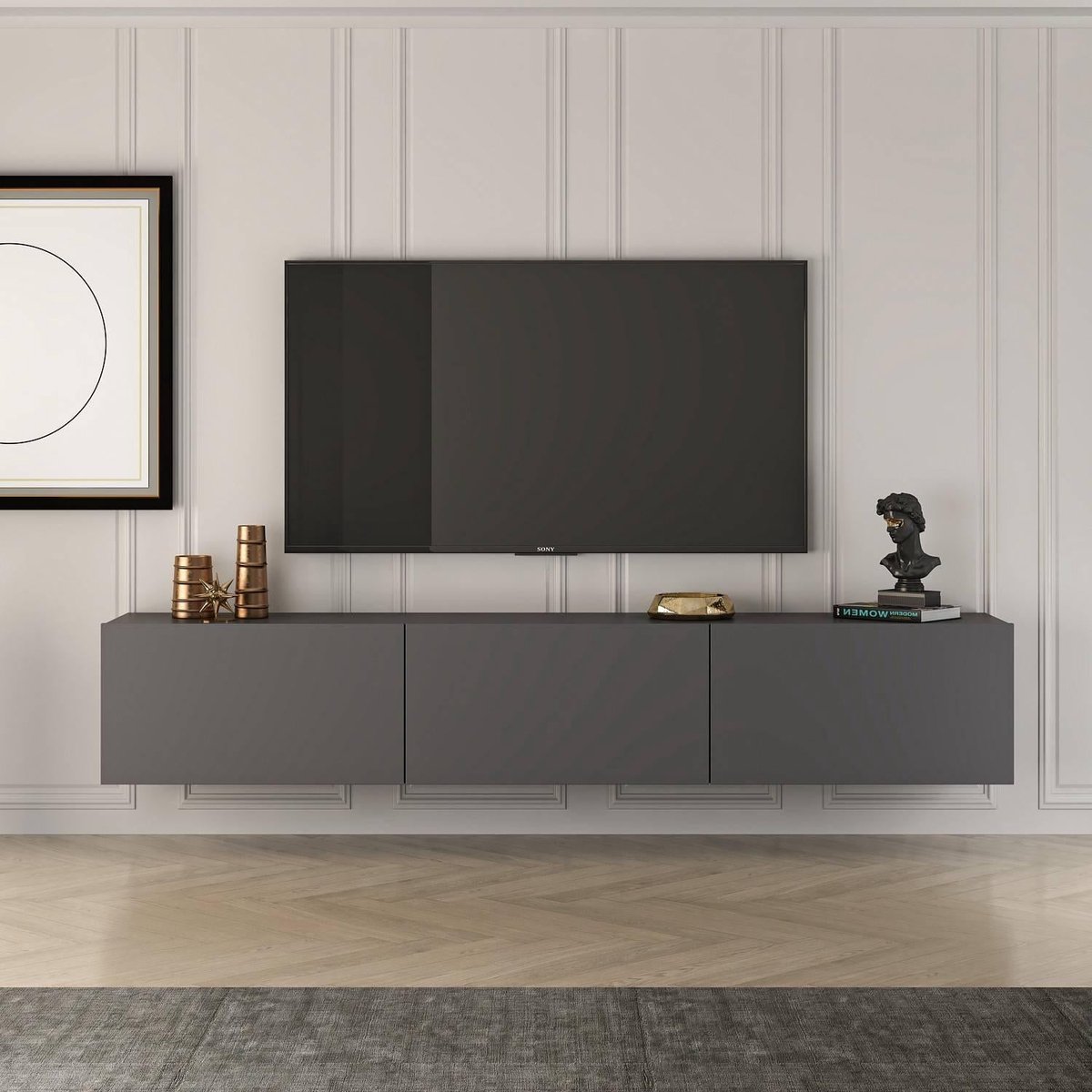 AVYERO Lume - TV Meubel - 160 cm - Antraciet