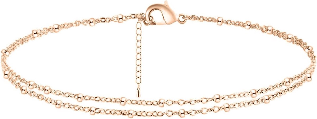 Elegante Dubbele Enkelband met Glanzende Accenten voor Vrouwen - Hoge Kwaliteit Enkelband Accessoires voor Mode en Stijl