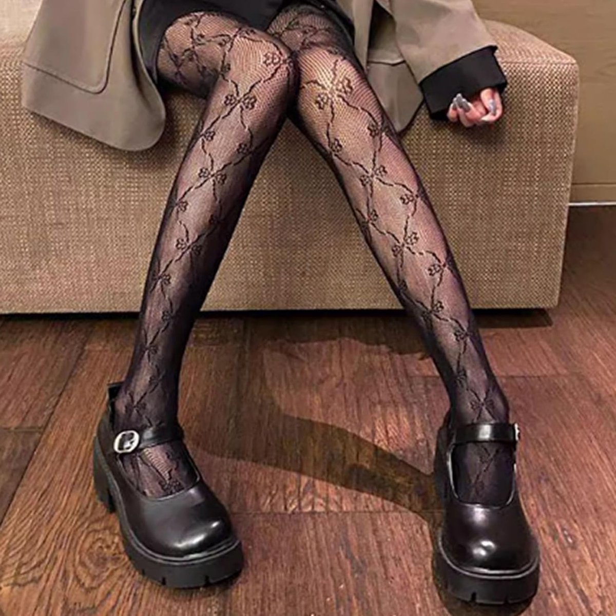 Dames Tights en Visnet Panty’s, Hoge Taille Nachtclub Panty’s, Party Kousen met Patroon en Mesh Design