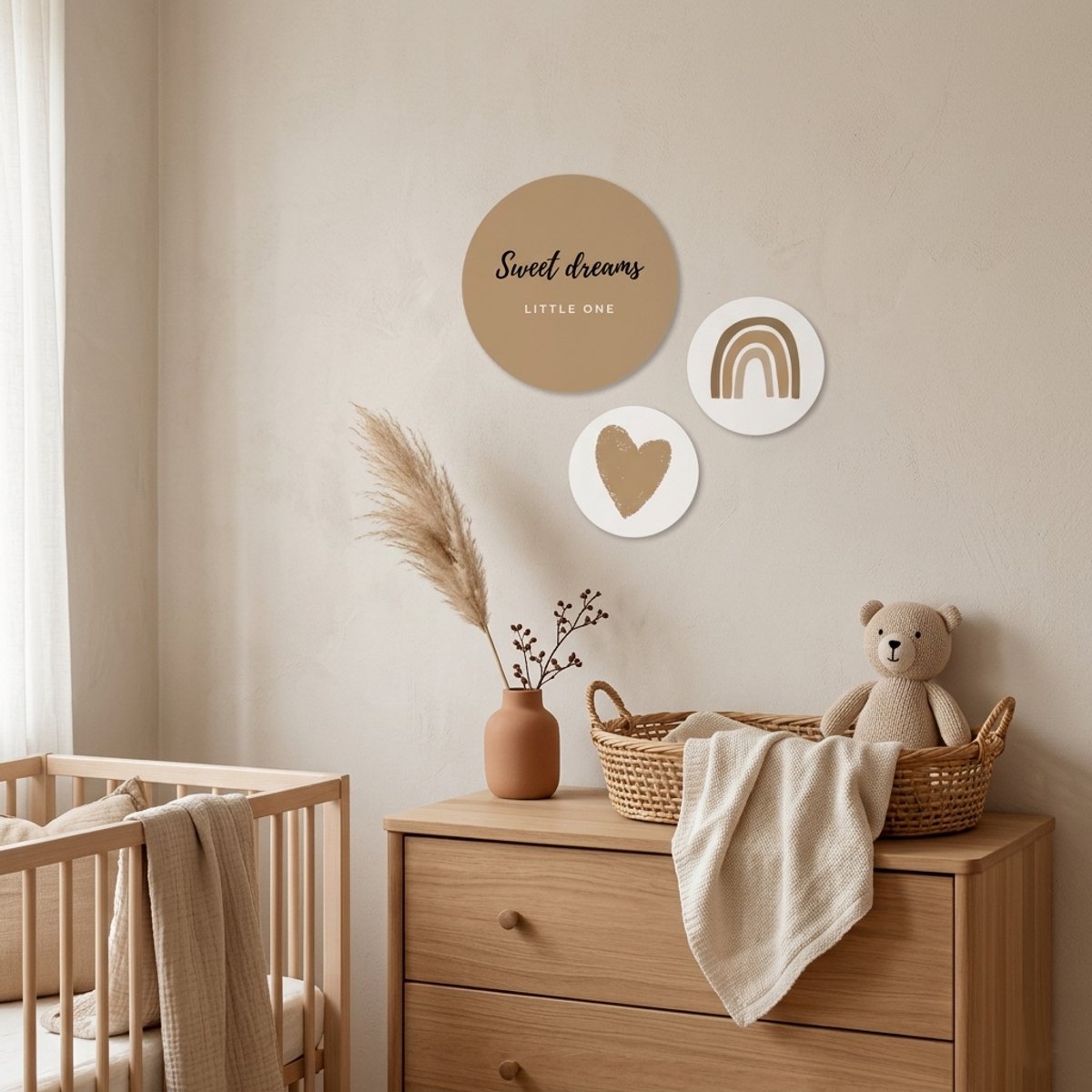 Muurcirkel Sweet Dreams | Natural | Camel | Natuurlijk | babykamer unisex