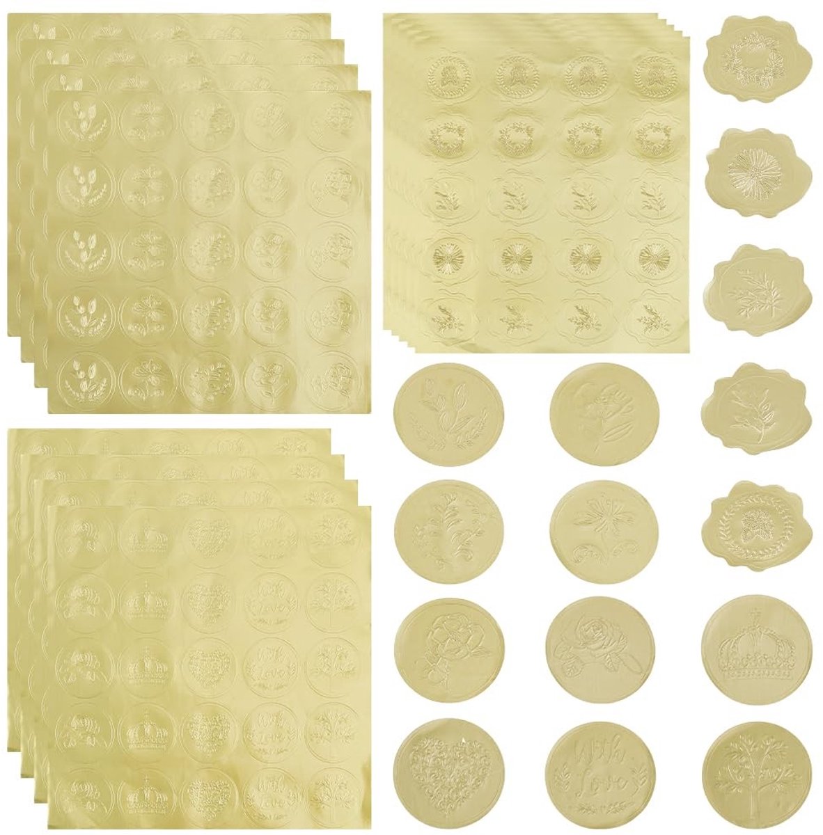 Dailygoody - Gouden Envelopzegels - Zelfklevende Zegels - Voor Bruiloftswenskaarten - Goud - Zegelstickers - Perfect voor Uitnodigingen en Plakboeken ...