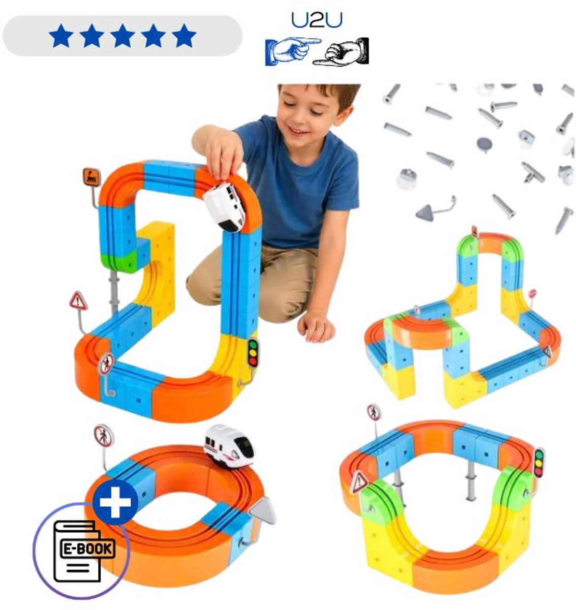 Magnetische Treinbaan En Racebaan Bouwset 65 Delig – Magnetische Bouwblokken Met Trein 3D Constructieset Educatief STEM Speelgoed Creatief Bouwen Voor Kinderen Jongens En Meisjes Met Ebook