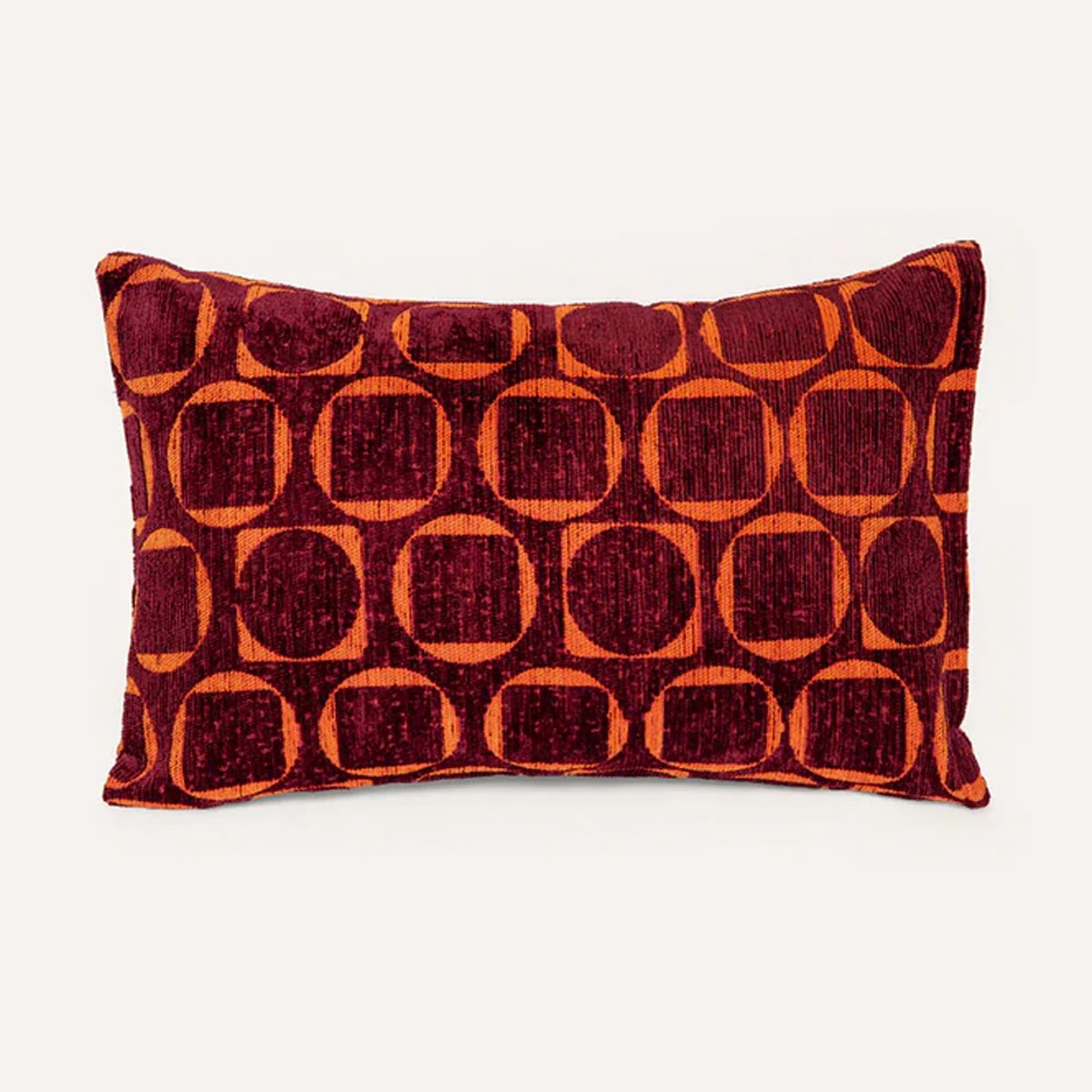 DOGGUO® Luxe Sierkussens - 60x40 cm - Kussens Woonkamer - Decoratie en Bank Kussen voor Binnen - Afneembare Hoes - Jacquard Stof - Retro Print Bordeaux Oranje