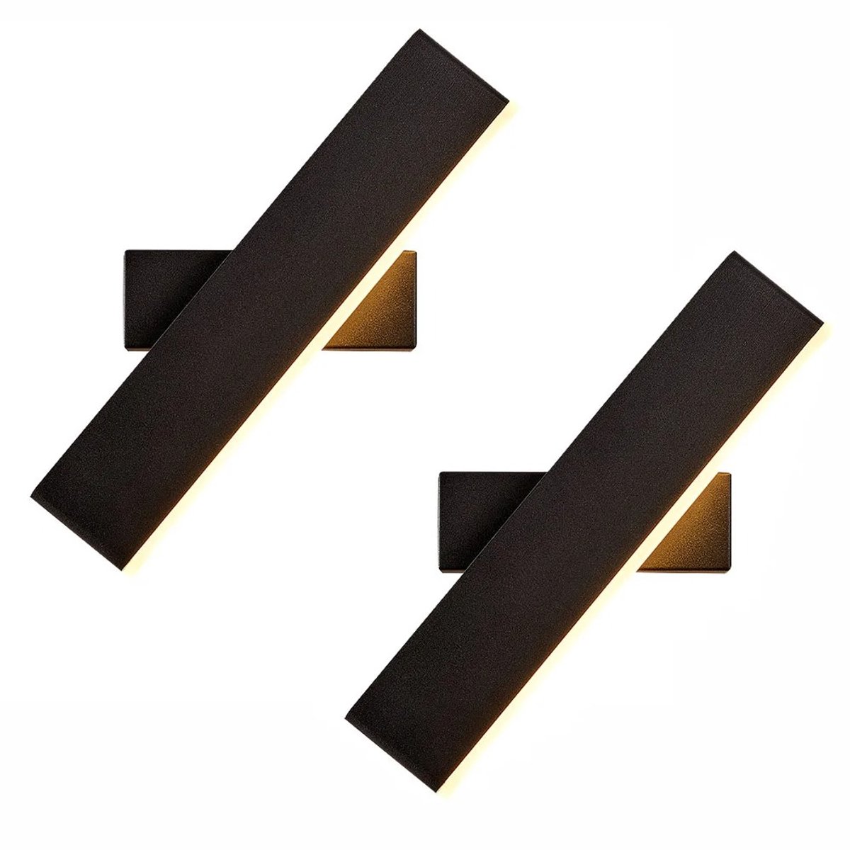 Emvae Wandlamp - Set van 2 - Rechthoekige Wandlampen - Verstelbaar - Moderne wandlamp - LED - Warm Wit 3000K - Zwart