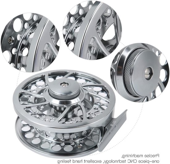 Vliegvis reel Aluminium voor zoutwater Verstelbare Click and Pawl Techniek — afbeelding 3