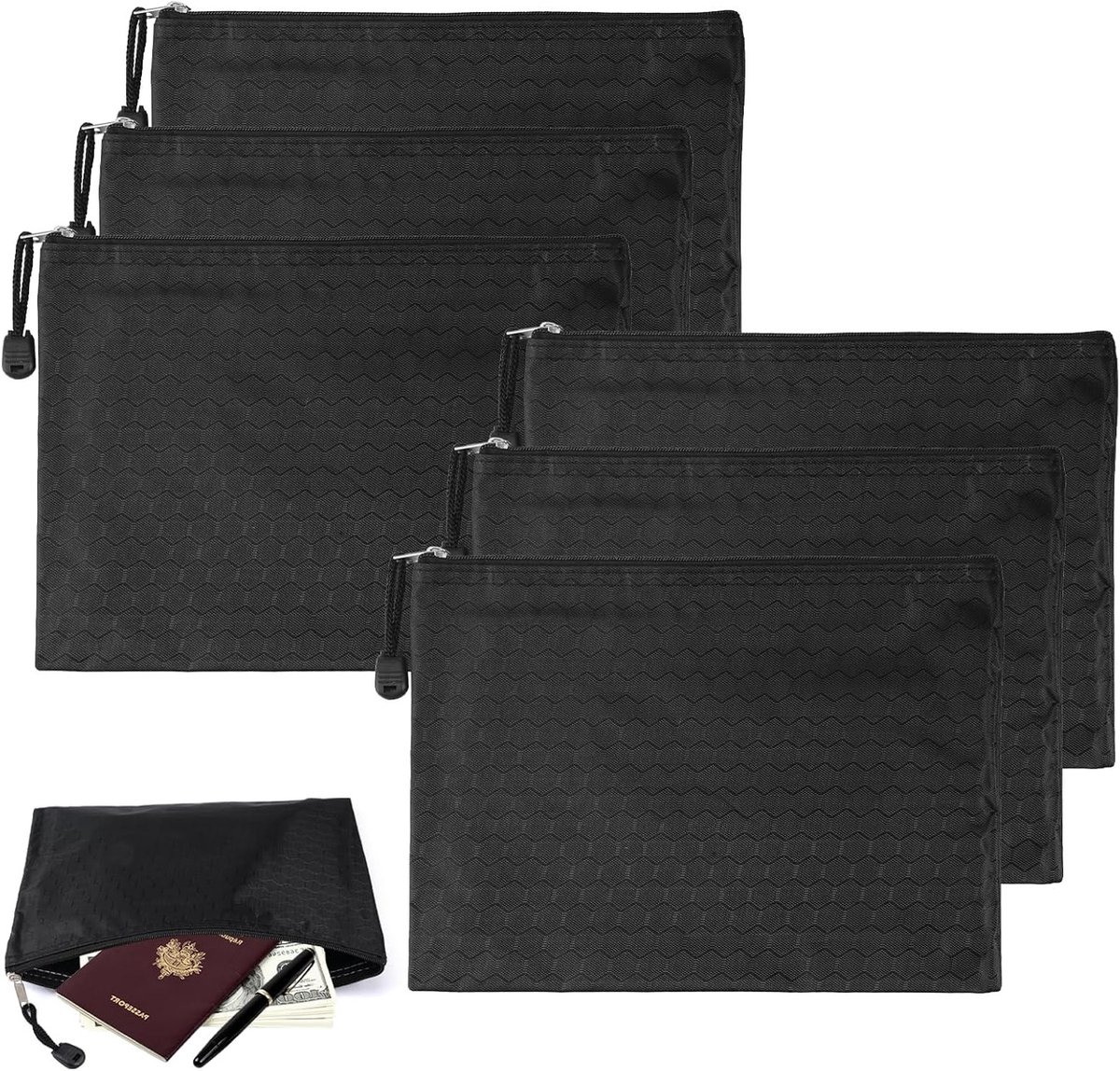 12 Stuks A5 Banking Bags 23 x 17,8 cm Waterdichte Oxford Katoenen Opbergzakken met Rits voor School, Kantoor en Cosmetica, Ideaal voor Documenten en Ontvangsten