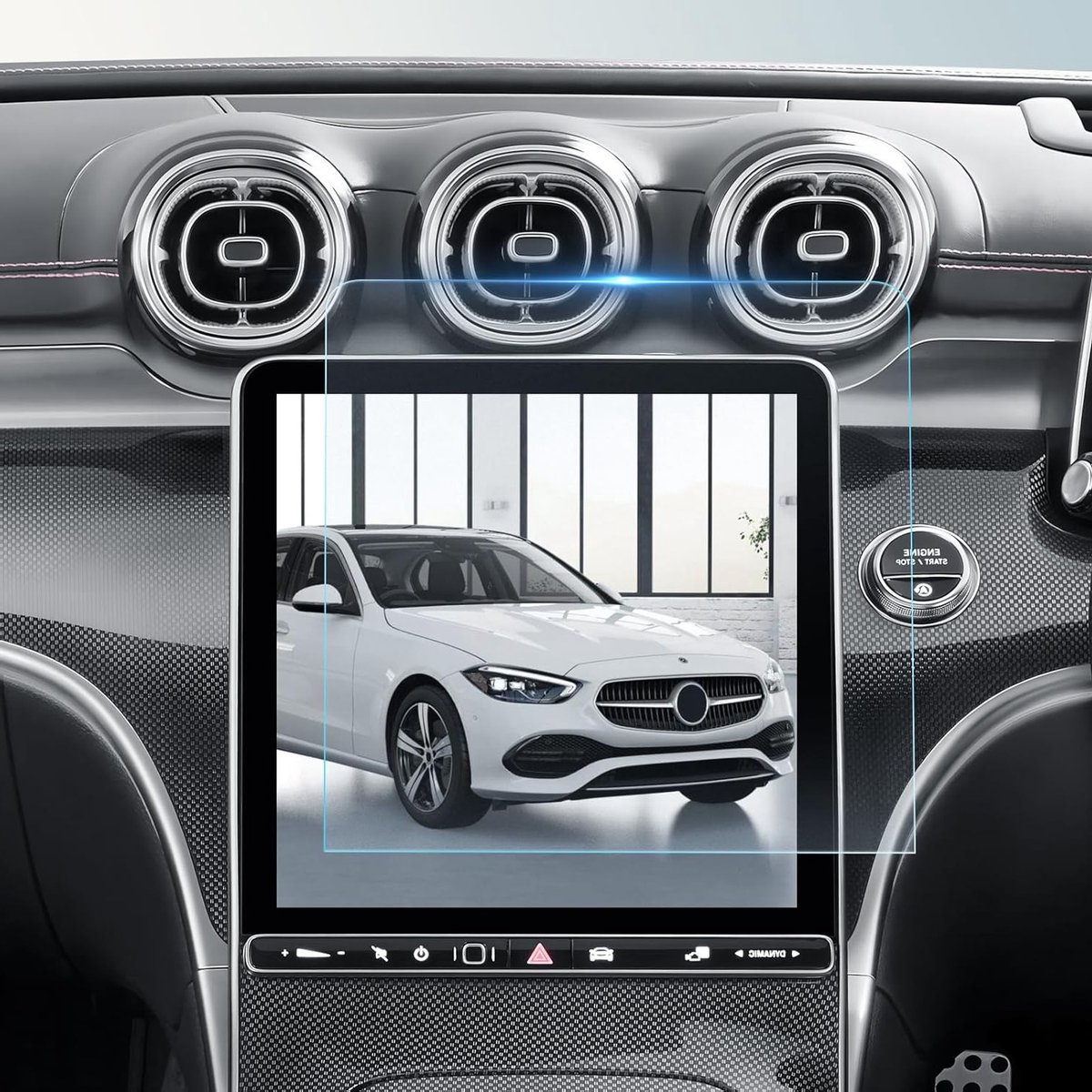 Navigatiebeschermfolie voor Mercedes Benz C-Class W206 en GLC X254 (2023-2026) - 11.9 Inch, 9H Glas, Schokbestendig, Accessoires voor Touchscreen