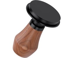 Spring Loaded Coffee Tamper 58mm met Click Feedback, Titanium PVD Platte Basis en Walnoten Handvat voor Perfecte Espresso Bereiding