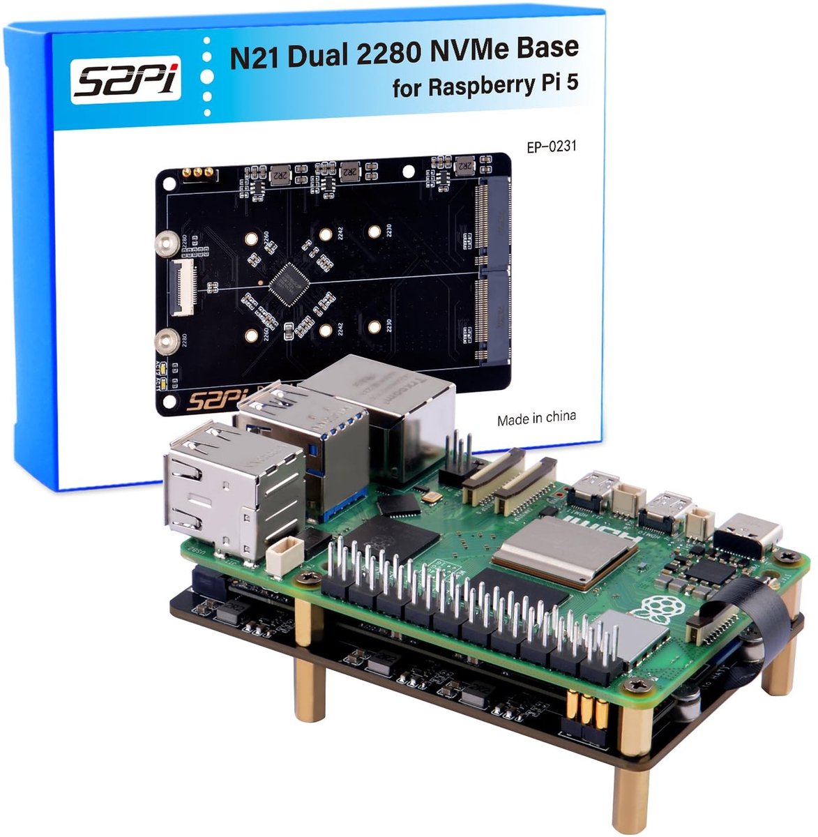 Dailygoody - N21 Dual NVMe SSD Shield - Verbeterde opslagprestaties - Ondersteunt Raspberry Pi 5 - Flexibel en krachtig - Geschikt voor divers...