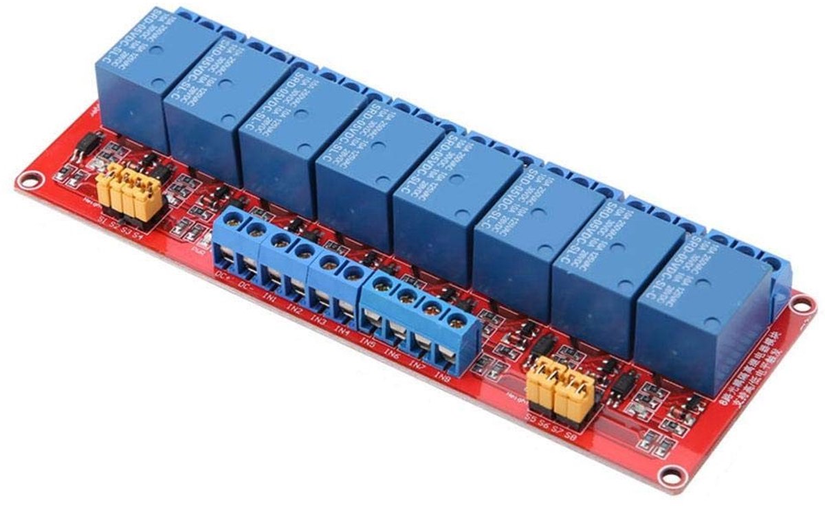 Relaismodulekaart - 8-kanaals Trigger Module - Optocoupler 5V / 12V / 24V