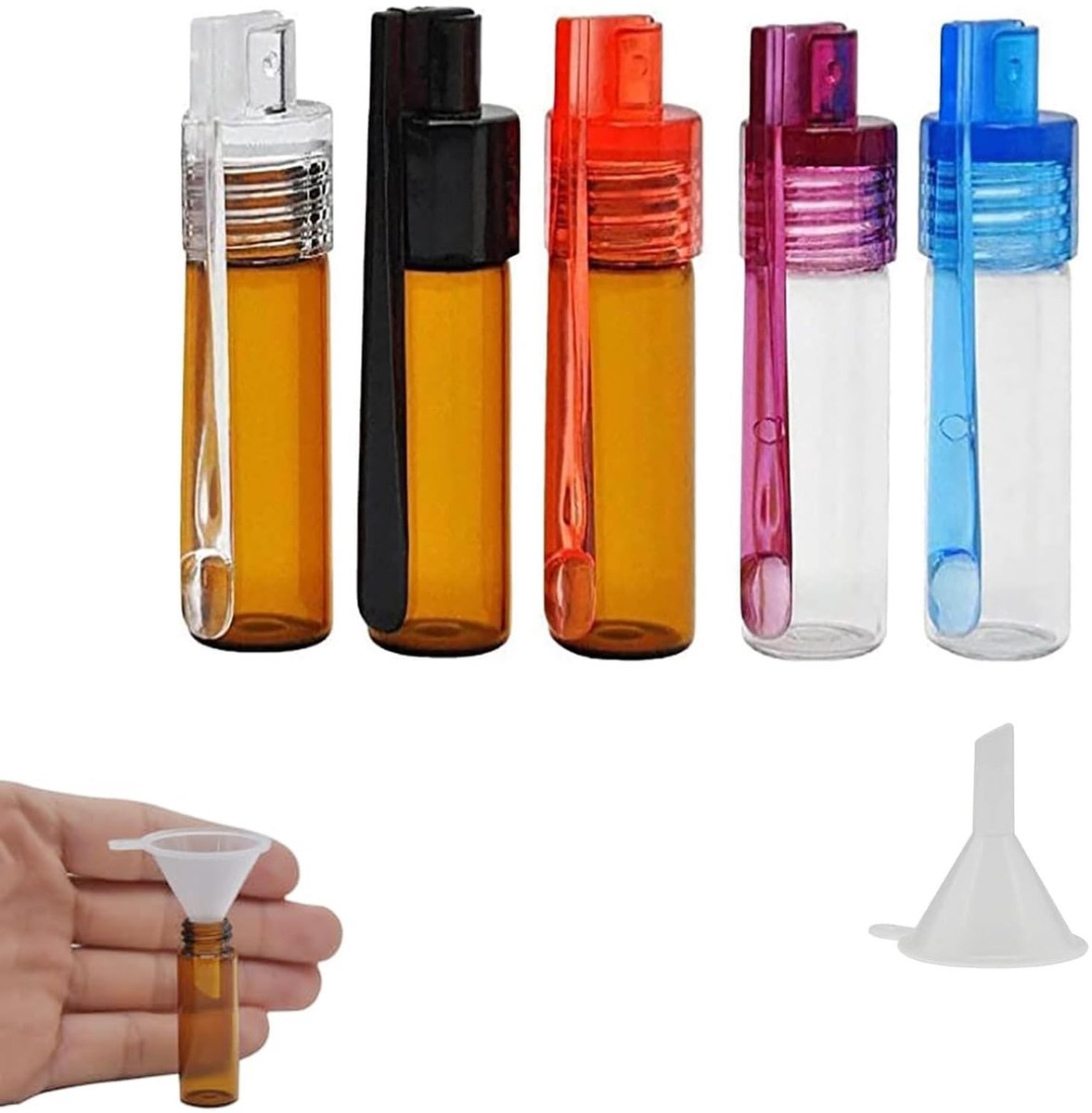 Dailygoody - Set van 5 Lekvrije Specerij Dispensers - Glazen Kruidenflesjes met Lepel en Trechter