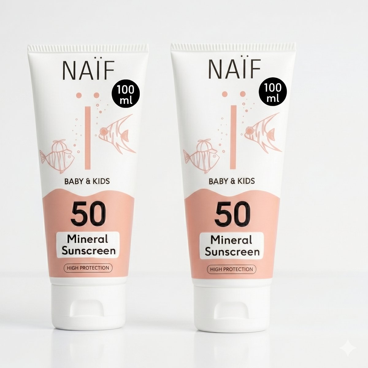 Naïf Zonnebrandcrème Voordeelset – Baby & Kind – SPF50 – UVA/UVB Bescherming – Waterbestendig – 2x100ml