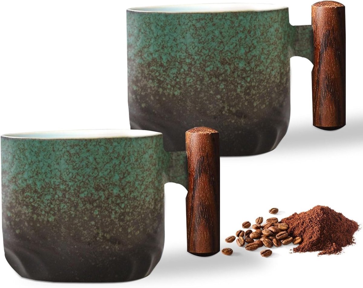 Set van 2 Espresso Kopjes (2 x 70 ml) van Steengoed, Ideaal voor Koffie en Thee, Met Handvat, Perfect voor Espresso en Mini Theekopjes