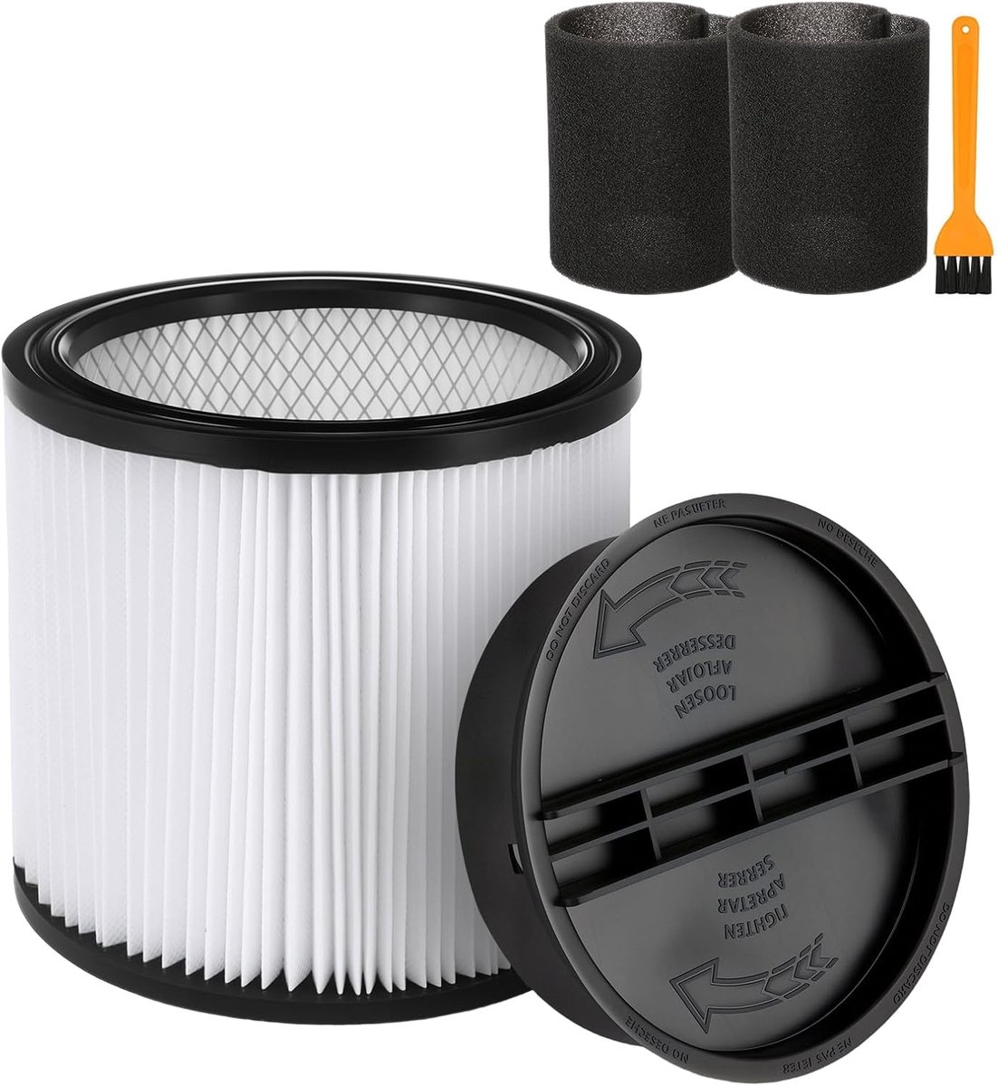 Vervang het filterelement, het filter is geschikt voor Shop Vac Filter 90304 90350 9033 90344 90585, passend voor de meeste nat- en droogstofzuigers van 5 gallon en groter (set)