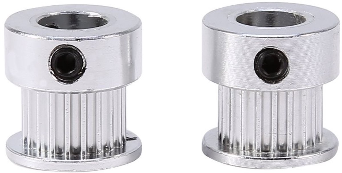 2 stuks Aluminium Tandriemschijven 20 Tanden voor 3D Printer met 8mm Boring