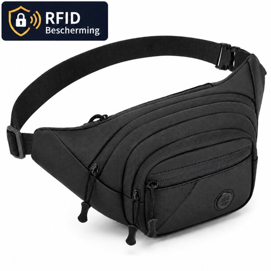 Sac banane needventure® - Sac banane de Marche - Sac banane Festival - Pochette - Sac pour téléphone - Blocage RFID - Antivol - Convient aux femmes et aux hommes - Zwart