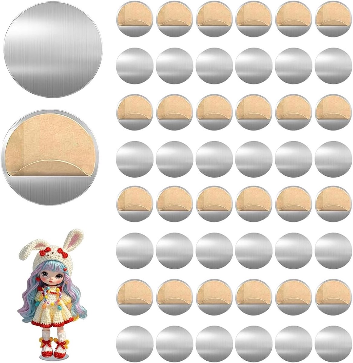 50 stuks zelfklevende metalen platen voor een veilige grip, magneetpads voor decoratie en speelgoed in de kinderkamer