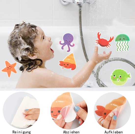 Badstickers Zeedieren - Antislip Pads - Veilige Douche - PEVA Materiaal - 10 Stuks - Kleurrijk — afbeelding 3