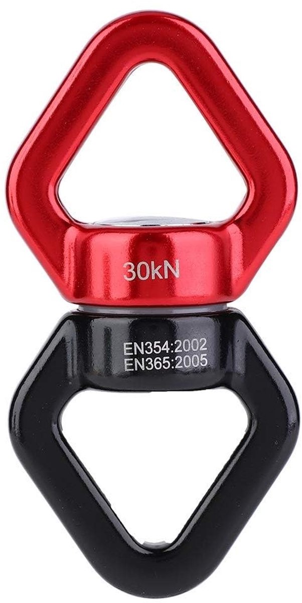 Dailygoody - 30 KN Swing Swivel Katrol - Rotsklimmen - Hoogwaardige kwaliteit - Roodachtig zwart - Touw swivel connector - Perfect voor outdoor activi...