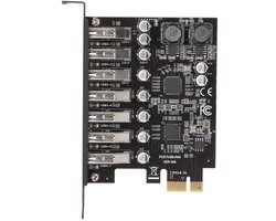 Dailygoody - 7-poorts PCIE-uitbreidingskaart - USB 3.2 GEN1 - Hogesnelheidstransmissie - Zwart - Stabiele voeding - Geschikt voor Windows 10 en 11