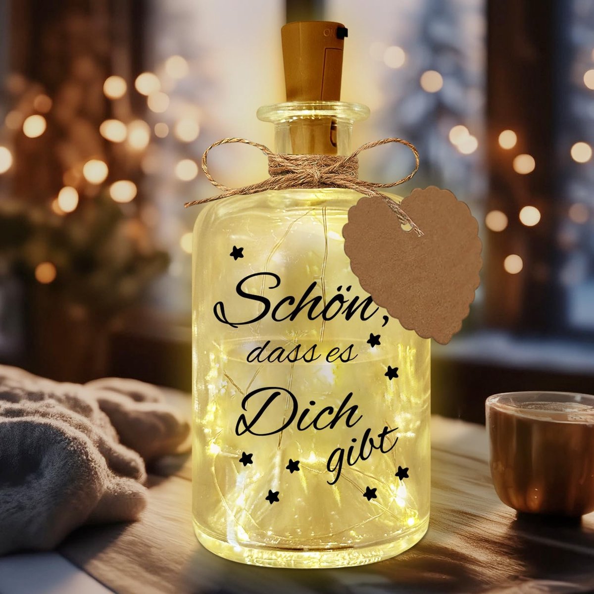 Dailygoody - Led-flessenlamp - Decoratieve verlichting - Lichtgevende fles met spreuk - Cadeaus voor vrouwen - Verjaardagen en bruiloften