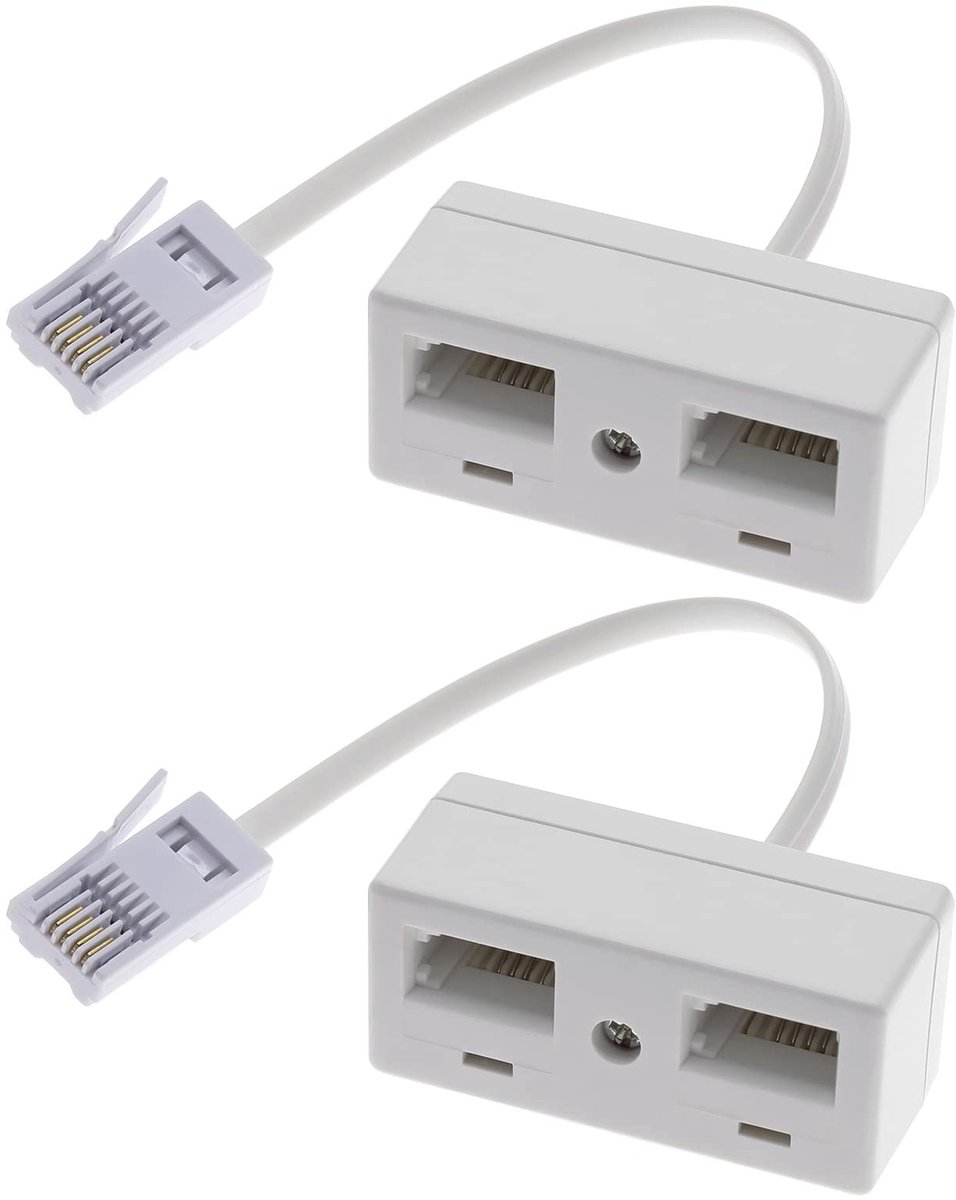 Dailygoody - Telefoon Splitter - Dubbele Telefoon Socket Adapter - Wit - BT Telefoon Adapter - Geschikt voor Britse Telefoons - RJ11 Adapter