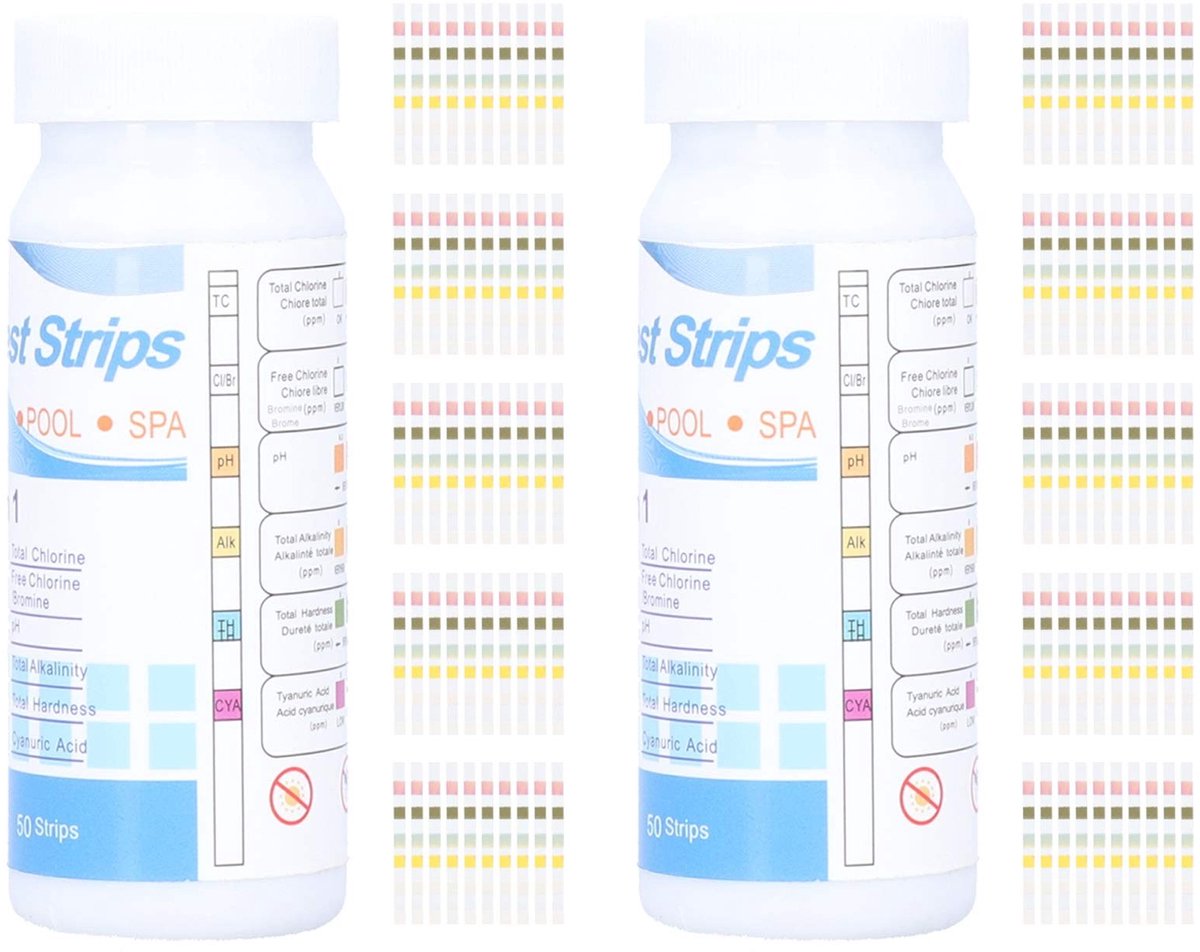 Allecto - Zwembadteststrips - Waterchemietestset - Handig opbergen - Tuinbenodigdheden - Spa-teststrips - Perfect voor zwembad en spa