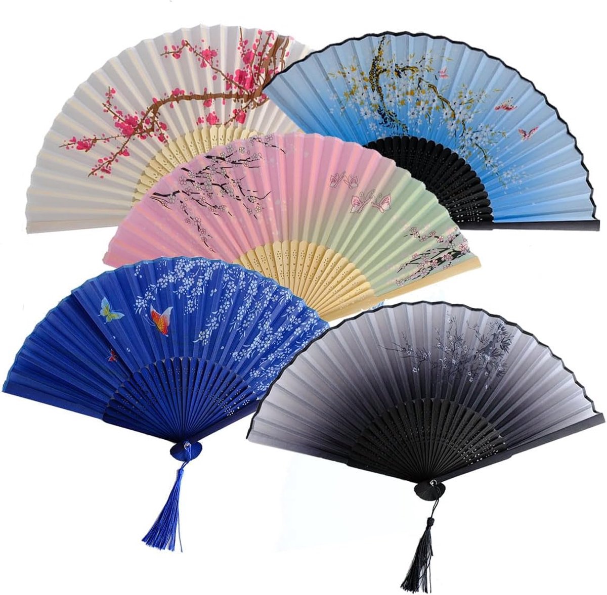 Handwaaier - Spaanse Handwaaier - Verkoeling Waaiers voor Zomerse Themperatuur - Waaier Festival - Chinese Waaier - Festival Waaier - Verkoelend - Handventilator - Tegen Opvliegers - 5 Stuks - van Imperatoris