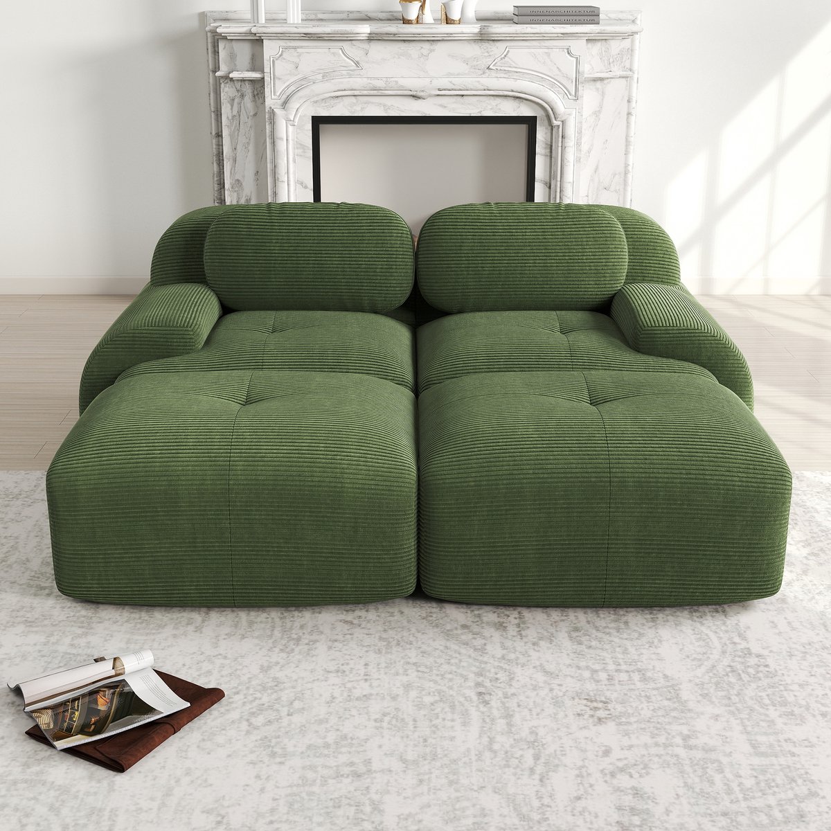 Wishdor - Modulaire 2-Zits Hoekbank - Frameloos Met Ergonomische Armleuningen En Antislip