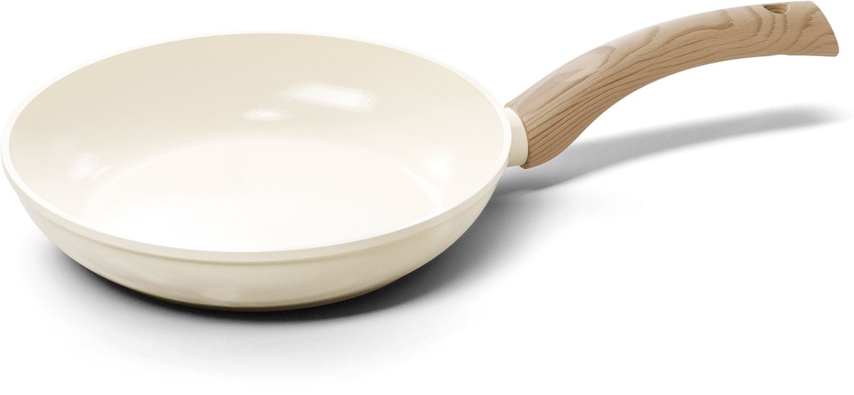 Cook & Pan - Koekenpan 28 cm - PFAS vrij - Inductie Keramisch - Non stick - 7 jaar garantie - Crème