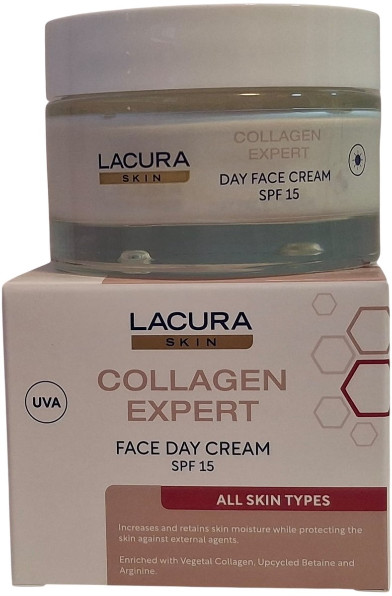 Lacura Skin Collagen Expert Face Day Cream SPF 15 – Dagcrème met UVA Bescherming & Plantaardig Collageen – 50 ml