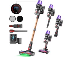 BLOSSOM Steelstofzuiger Draadloos - 600W - Kruimeldief - 55kPa Zuigkracht - Tot 65 Min Accuduur - Groene Laser - HEPA Filter - zonder zak - Paars/Goud