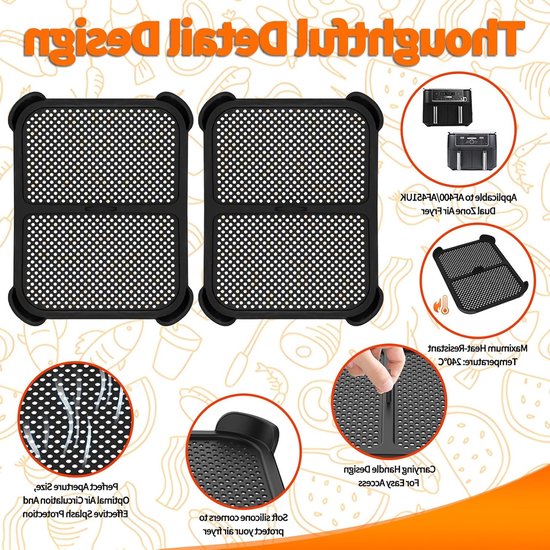Siliconen Splash Guard voor Airfryer en Heißluftfritteuse, Set van 2, Bescherming tegen Spatten en Vlekken — afbeelding 2