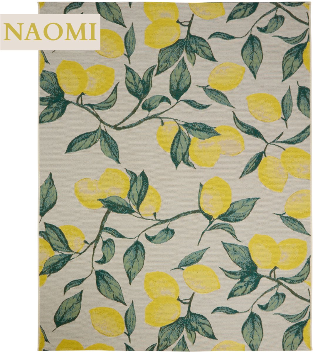 MISOU Vloerkleed - 200x300cm - Creme/Geel - voor Binnen - en Buiten - Polypropyleen - Buitenkleed - Tapijt - Woonkamer - Veranda - NAOMI