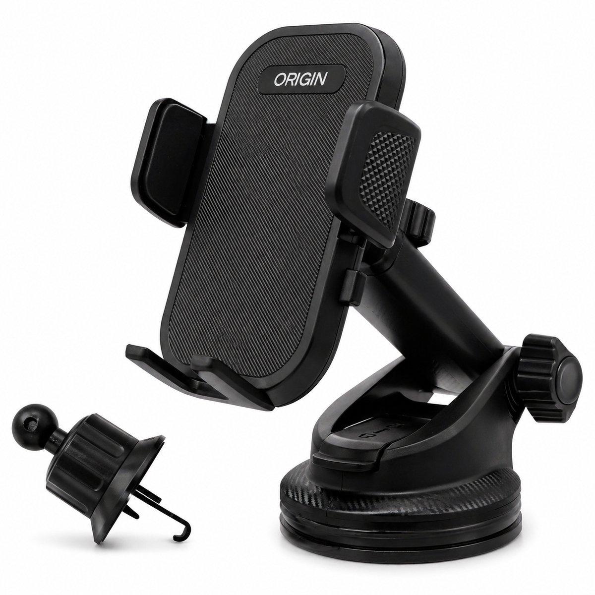 Origin Telefoonhouder Auto – 3-in-1 Autohouder voor Raam, Dashboard & Ventilatierooster – 360° Draaibaar