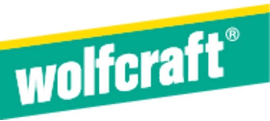 Logo met de tekst "wolfcraft" in witte letters op een groene achtergrond.