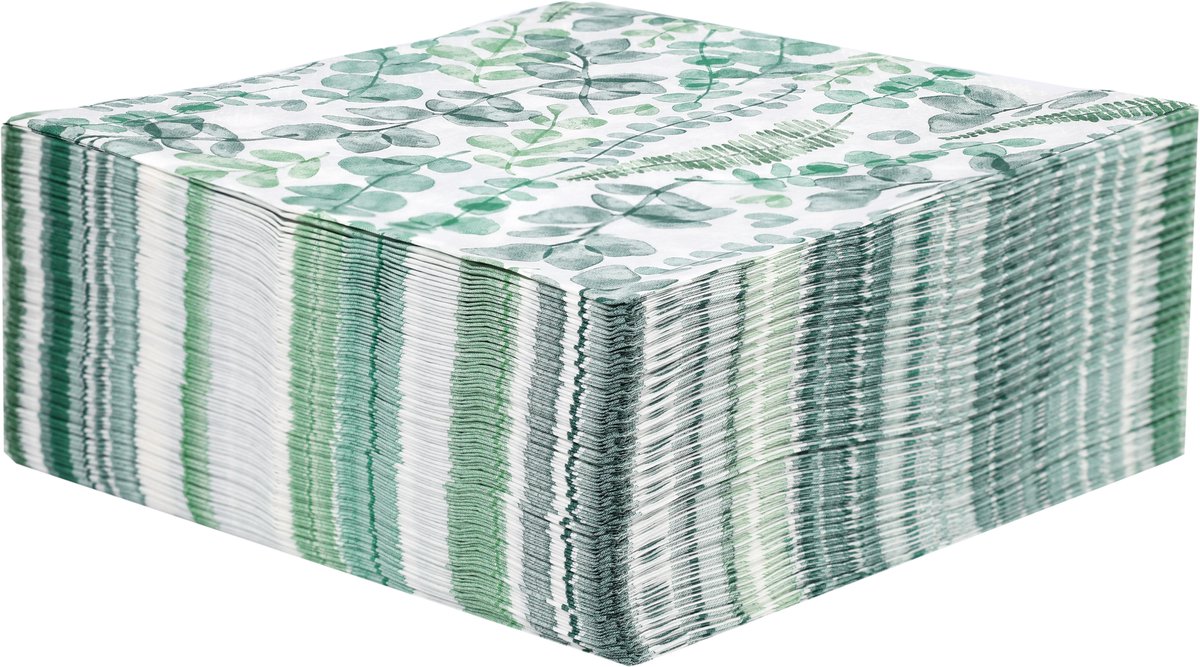 Table Kind 100 Soft Green Paper Napkins – Eucalyptus Design – 2-Ply 33 cm – Disposable Party & Wedding Napkins for Everyday Use – Recyclable – Made in EU