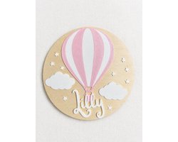 Naambordje kinderkamer - wand of deur decoratie - luchtballo