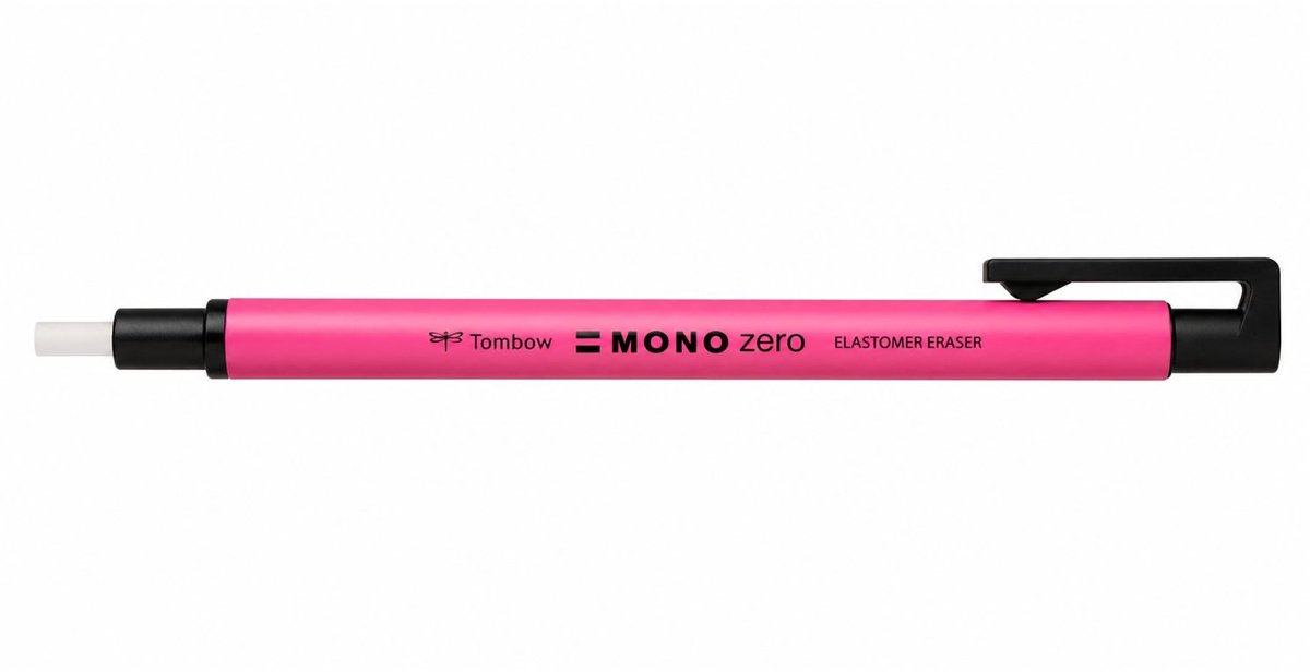 Tombow Mono Zero Gumvulpotlood – 2,3 mm ronde gum – Precisie gum – Neon roze