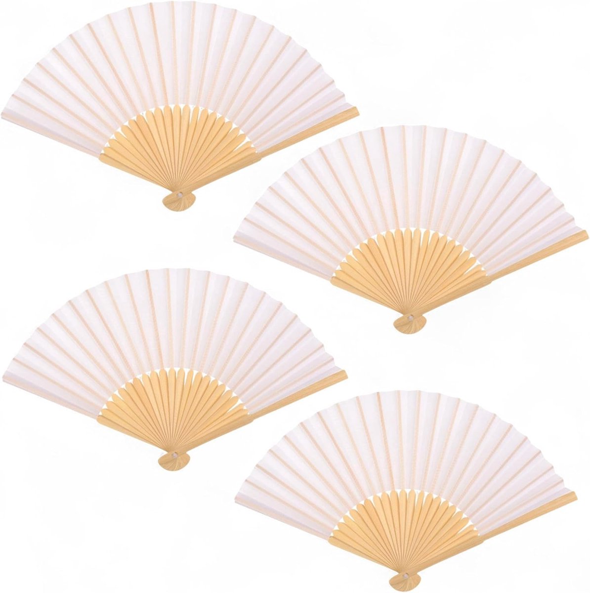 Handwaaier - Spaanse Handwaaier - Verkoeling Waaiers voor Zomerse Themperatuur - Waaier Festival - Chinese Waaier - Festival Waaier - Verkoelend - Handventilator - Tegen Opvliegers - 4 Stuks - Wit - van Imperatoris