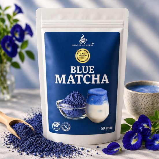 Mito Tea & Herbs Blue Matcha - vlindererwt poeder voor latte - 50 gram