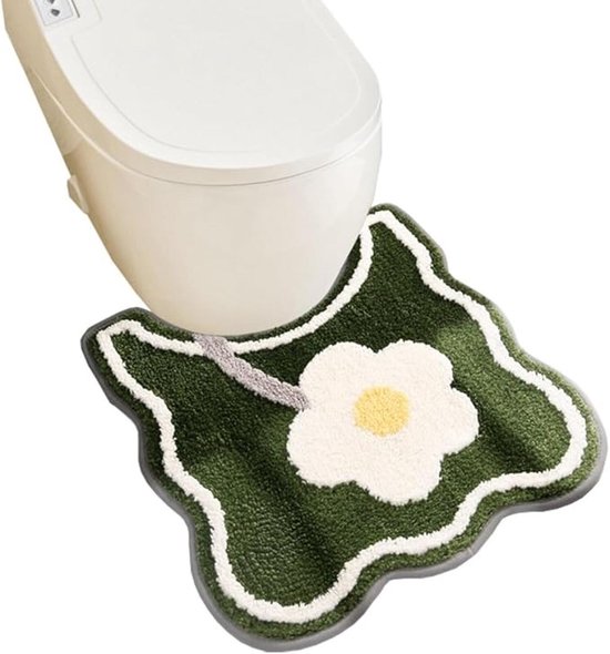 Toiletmat met uitsparing - 50 x 55 cm - Antislip badmat – Zachte badkamermat – Toiletmat & badset - Fluffy zacht - Extra Soft Bathroom Mat - Microfiber Fluffy Shaggy Toilet Rug - Badkamer Mat - WC Mat - Snel Absorberend - Snel Drogende