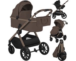 Lionelo Layla - Kinderwagen 3in1 - XXL SET - incl. i-Size autostoel - Veelzijdig en jaarrond - Grote wielen - Bediening met een hand - Voor alle soorten terrein - Accessoireset