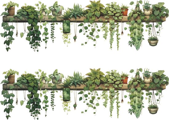 2 stuks - Muurstickers - Groene plant muurstickers - Muurdecoratie Stickers - Wanddecoratie - Muurdecoratie Woonkamer - Muurdecoratie Slaapkamer - Woondecoratie - Verwijderbare - voor woonkamer, keuken en badkamer - 30*90 cm - stijl 1