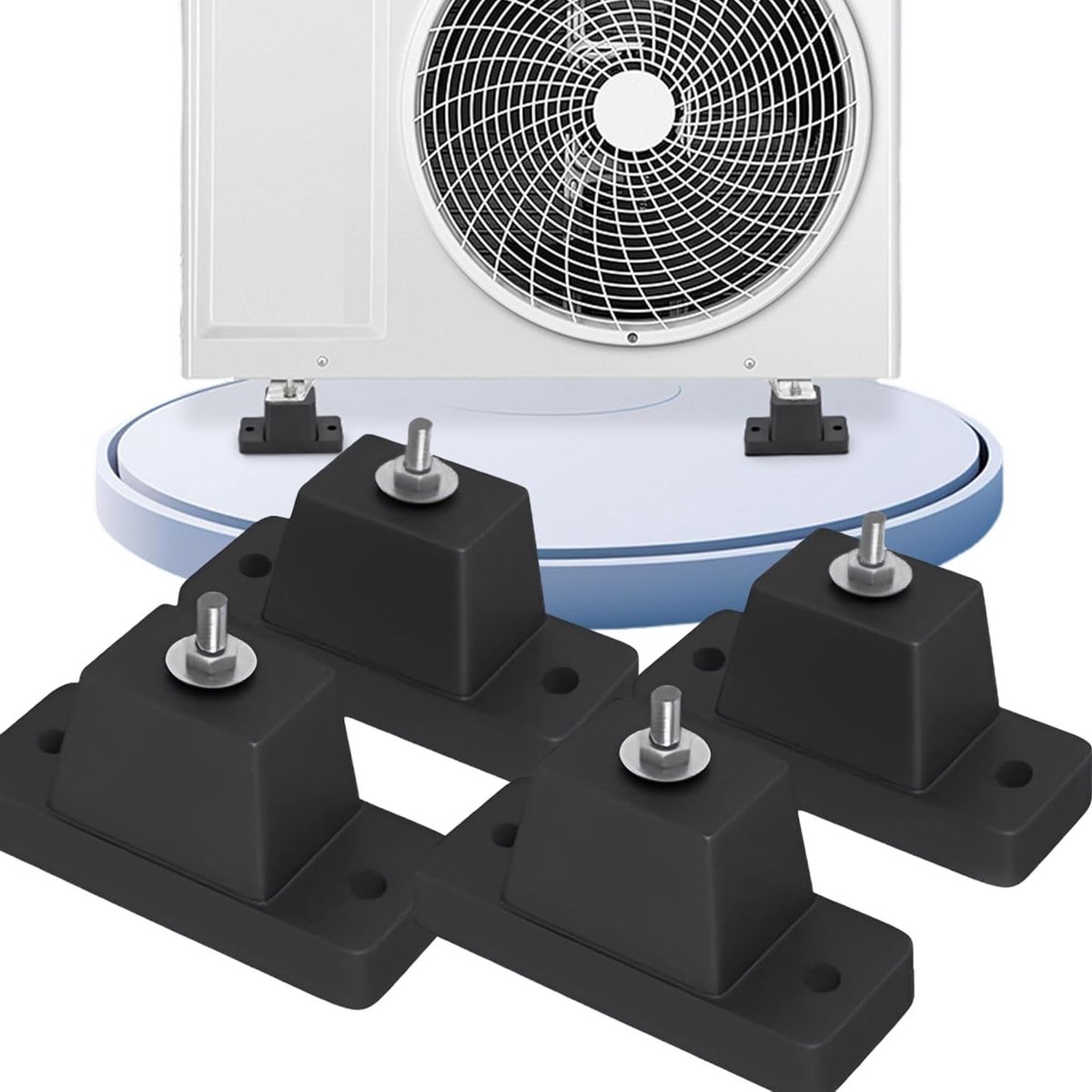 4-Delige Schokdemperpadset voor Trillingsdemping, Rubberen Dempers voor Airconditioning en Waterpompen, Waterdicht en Verhoogd Ontwerp van 5,5 Cm