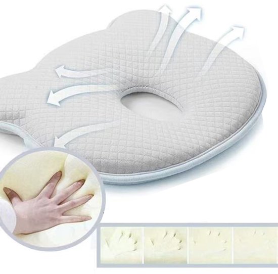 Baby Pillow - Baby Kussen - Orthopedisch Babypillow - Ergonomische Kussen - Traagschuim & Anti-hoofdvervorming - 0-12 Maanden - Ademend & Veilig - Voor Wieg, Wandelwagen & Autostoeltje