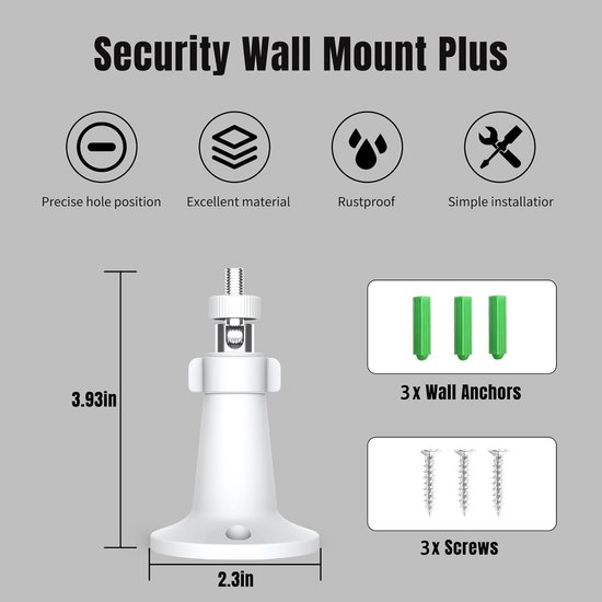 Met standaard 1/4"-20 draad beveiligingscamera wandhouder geschikt voor Arlo Pro 4, Arlo Ultra, Arlo Essential Spotlight, Ring Stick Up Cam Elite, Ring Stick Up Cam Plug in, Eufy 2/2C van met — afbeelding 2