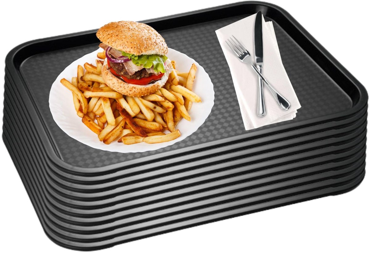 APS Fast Food Serveertablet - Breukbestendig - Vaatwasserbestendig - Zwart - 53x32.5cm - Set van 10