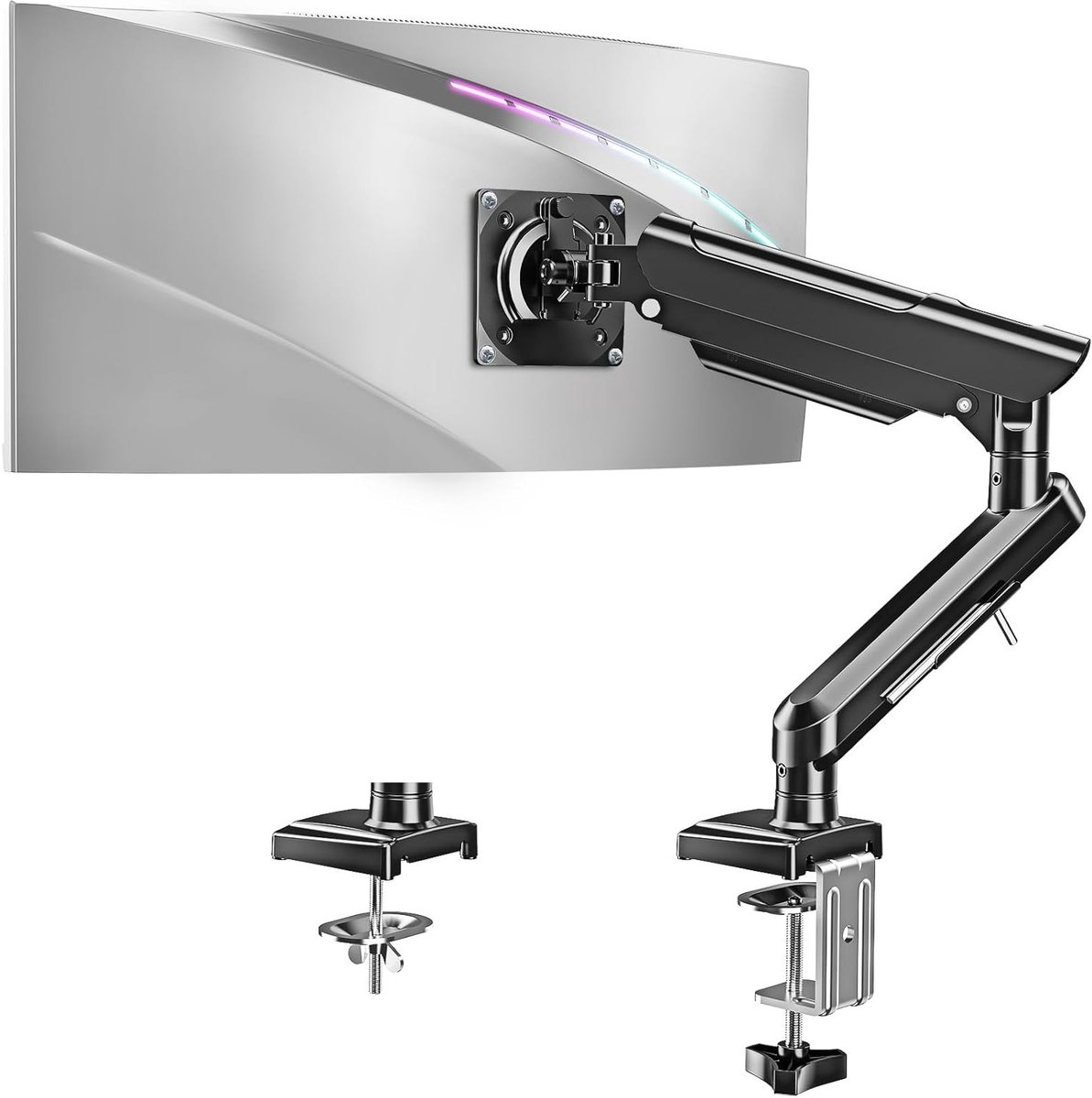 Verstelbare Monitorarm voor 13-32 Inch Schermen, Gasveer, VESA 75/100mm, C-Klem en Kabelbeheer, Ideaal voor Gaming en Thuiswerk
